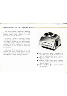 Miranda Fv manual. Camera Instructions.